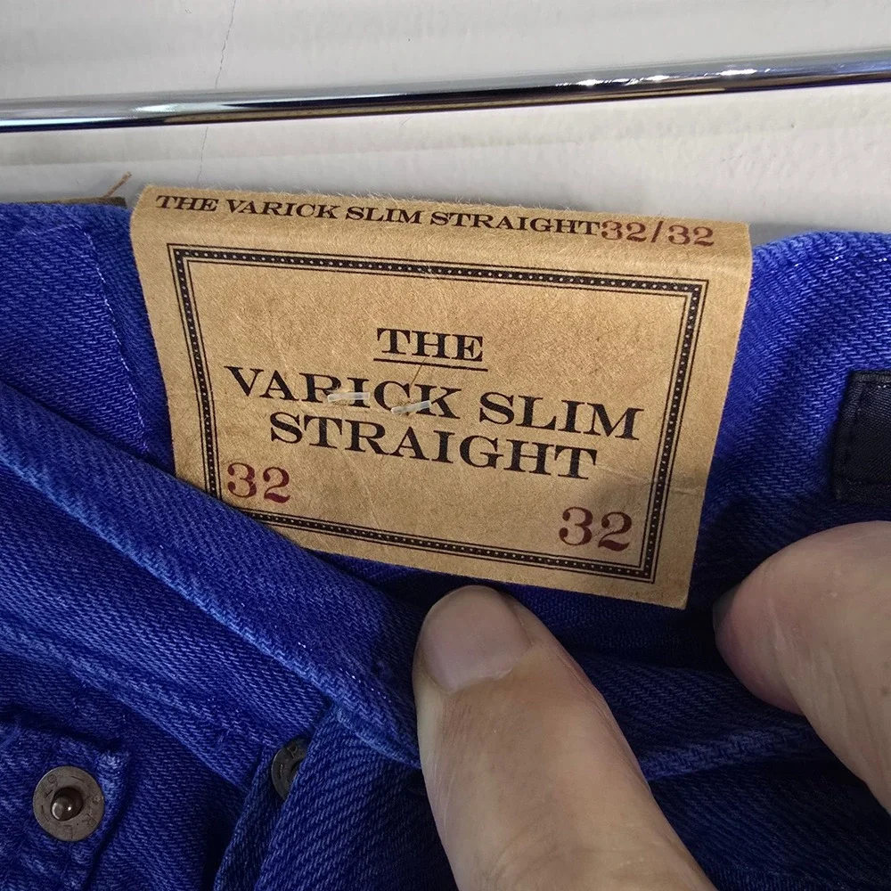 Polo Ralph Lauren Varick Slim Straight Hemp Denim Jeans Royal Blue Men 32x32 NEW